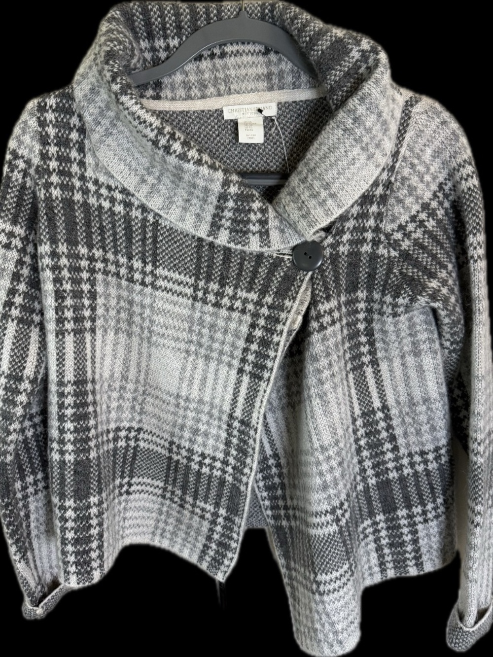 Christian Siriano New York Plaid Wool Cardigan